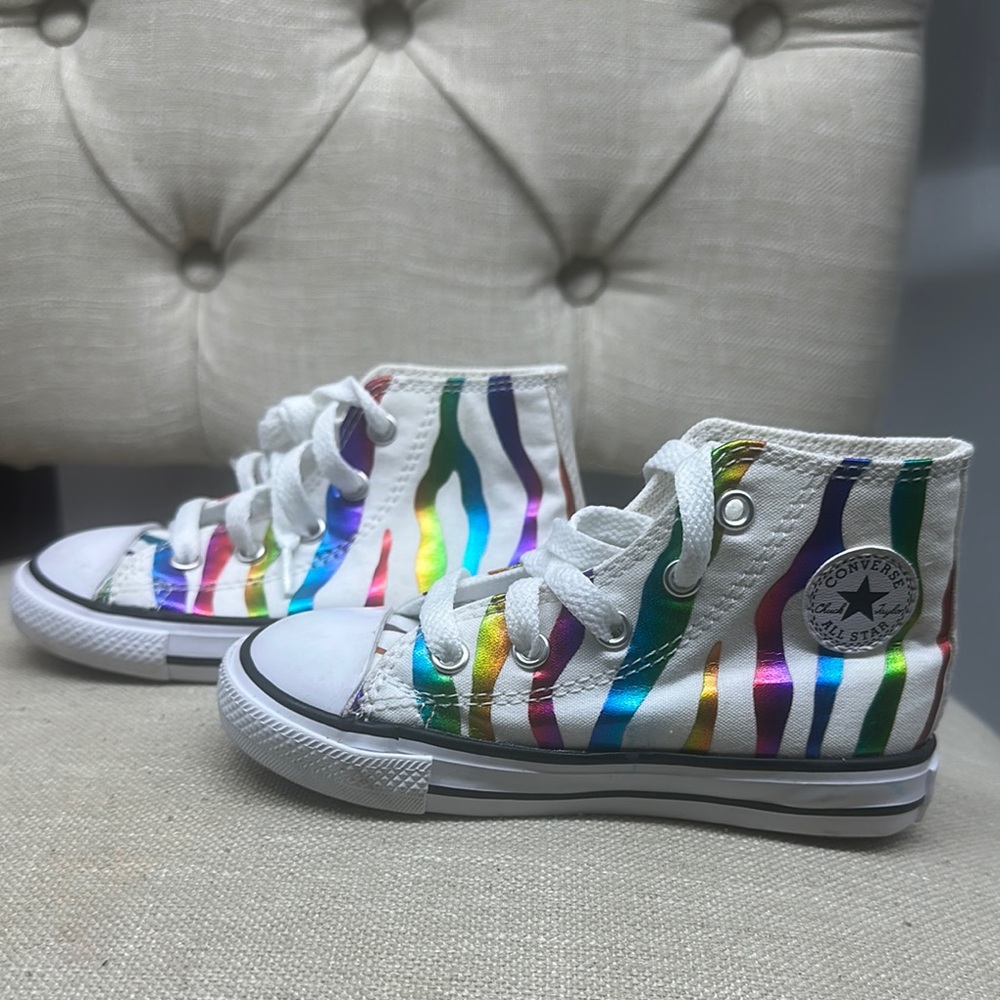 Converse Kids' Rainbow Striped High-Top Sneakers